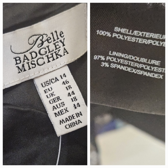 Belle Badgley Mischka Blue/Black Floral MultiColor Embroidered Dress,Size 14,NWT - Picture 14 of 15